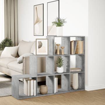  Room Divider Bookcase 3-Tier Concrete Grey 137.5x29x103.5 cm Engineered Wood