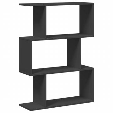  Room Divider Bookcase 3-Tier Black 70x24x97 cm Engineered Wood