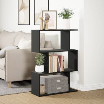  Room Divider Bookcase 3-Tier Black 70x24x97 cm Engineered Wood