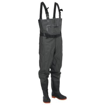  Chest Waders with Boots and Belt Dark Green Size 40