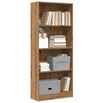  Bookcase Artisian Oak 60x24x143 cm Engineered Wood