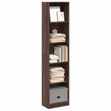  Bookcase Brown Oak 40x24x176 cm Engineered Wood