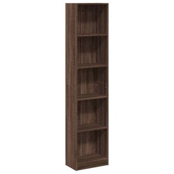  Bookcase Brown Oak 40x24x176 cm Engineered Wood