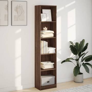  Bookcase Brown Oak 40x24x176 cm Engineered Wood