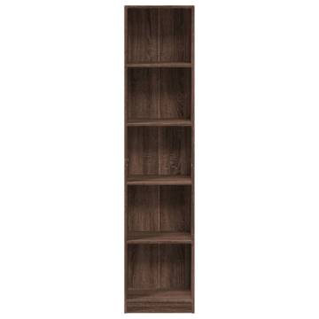  Bookcase Brown Oak 40x24x176 cm Engineered Wood