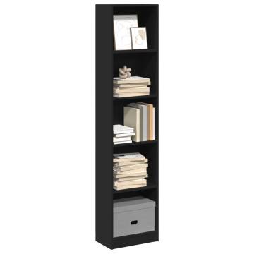  Bookcase Black 40x24x176 cm Engineered Wood