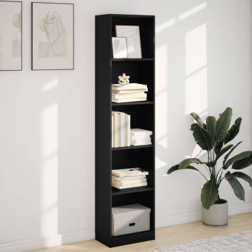  Bookcase Black 40x24x176 cm Engineered Wood