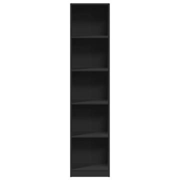  Bookcase Black 40x24x176 cm Engineered Wood