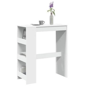  Bar Table with Racks White 90x40x103.5 cm Engineered Wood