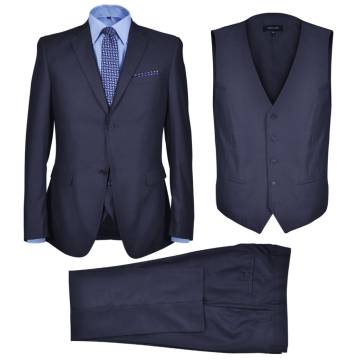  Three Piece Mens Business Suit Size 54 Navy Blue