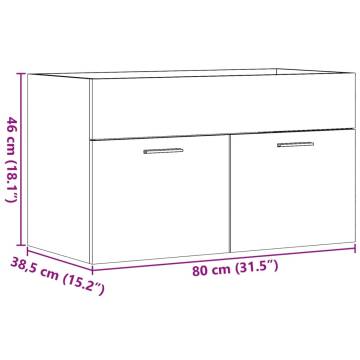  Sink Cabinet Concrete Grey 80x38.5x46 cm Engineered Wood