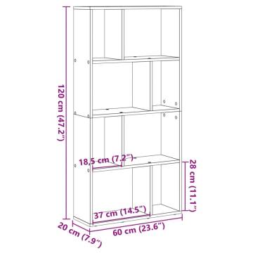  Bookcase Brown Oak 60x20x120 cm Engineered Wood