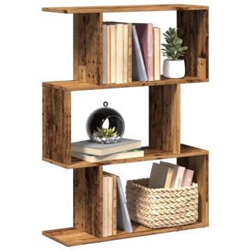  Room Divider Bookcase 3-Tier Old Wood 70x24x97 cm Engineered Wood