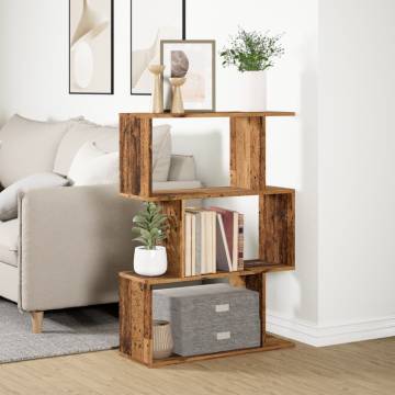  Room Divider Bookcase 3-Tier Old Wood 70x24x97 cm Engineered Wood