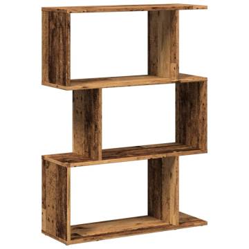  Room Divider Bookcase 3-Tier Old Wood 70x24x97 cm Engineered Wood