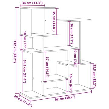  Room Divider Bookcase Smoked Oak 92x29x112 cm Engineered Wood