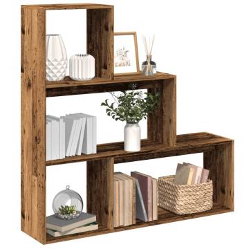  Room Divider Bookcase 3-Tier Old Wood 123x29x123 cm Engineered Wood