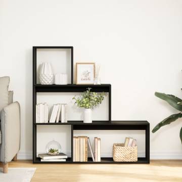  Room Divider Bookcase 3-Tier Black 123x29x123 cm Engineered Wood