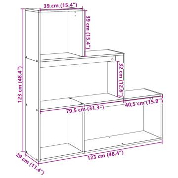  Room Divider Bookcase 3-Tier Black 123x29x123 cm Engineered Wood