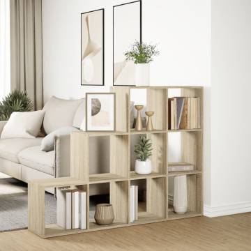  Room Divider Bookcase 3-Tier Sonoma Oak 137.5x29x103.5 cm Engineered Wood