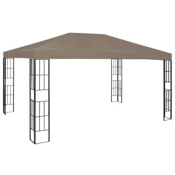  Gazebo with LED String Lights 4x3 m Taupe