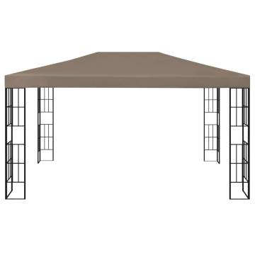  Gazebo with LED String Lights 4x3 m Taupe