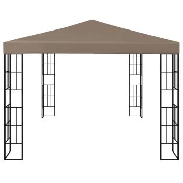  Gazebo with LED String Lights 4x3 m Taupe