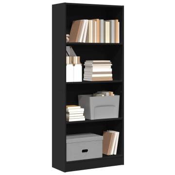  Bookcase Black 60x24x143 cm Engineered Wood