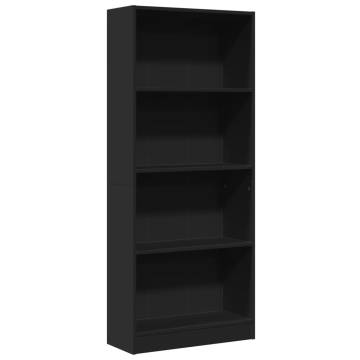  Bookcase Black 60x24x143 cm Engineered Wood