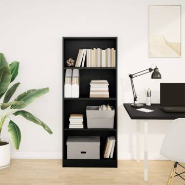  Bookcase Black 60x24x143 cm Engineered Wood