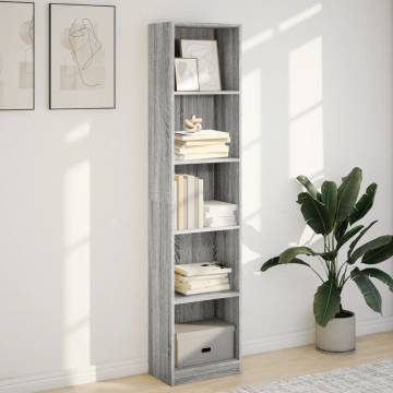  Bookcase Grey Sonoma 40x24x176 cm Engineered Wood