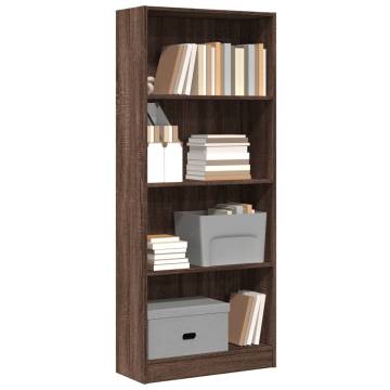  Bookcase Brown Oak 60x24x143 cm Engineered Wood