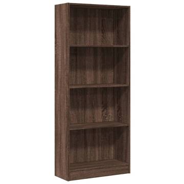  Bookcase Brown Oak 60x24x143 cm Engineered Wood