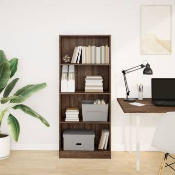  Bookcase Brown Oak 60x24x143 cm Engineered Wood