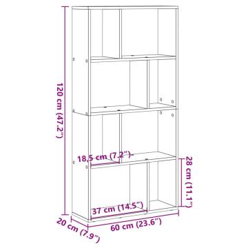  Bookcase Black 60x20x120 cm Engineered Wood