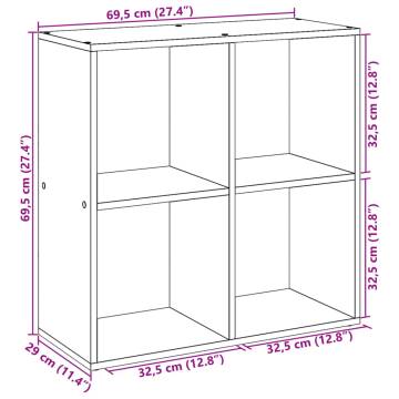  Room Divider Bookcase Black 69.5x29x69.5 cm Engineered Wood