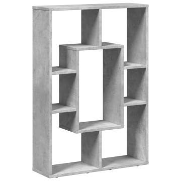  Bookcase Concrete Grey 63x20x90 cm Engineered Wood