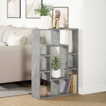  Bookcase Concrete Grey 63x20x90 cm Engineered Wood