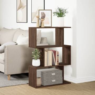  Room Divider Bookcase 3-Tier Brown Oak 70x24x97 cm Engineered Wood