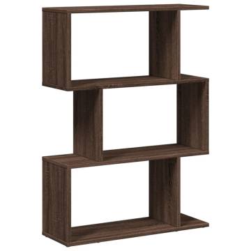  Room Divider Bookcase 3-Tier Brown Oak 70x24x97 cm Engineered Wood