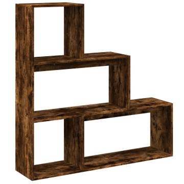  Room Divider Bookcase 3-Tier Smoked Oak 123x29x123 cm Engineered Wood