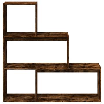  Room Divider Bookcase 3-Tier Smoked Oak 123x29x123 cm Engineered Wood