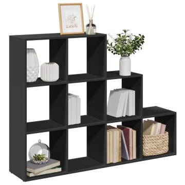  Room Divider Bookcase 3-Tier Black 137.5x29x103.5 cm Engineered Wood