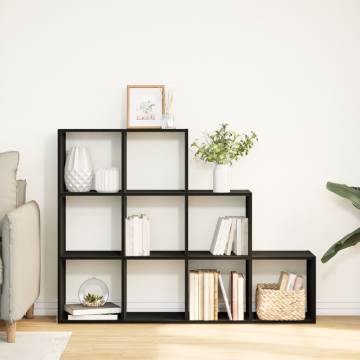  Room Divider Bookcase 3-Tier Black 137.5x29x103.5 cm Engineered Wood