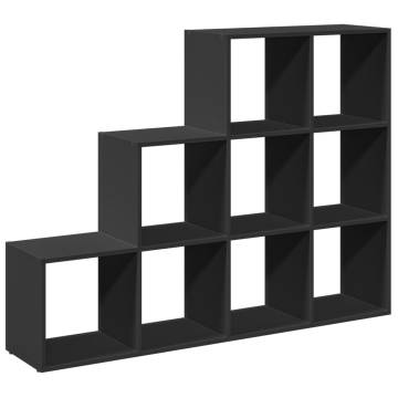  Room Divider Bookcase 3-Tier Black 137.5x29x103.5 cm Engineered Wood