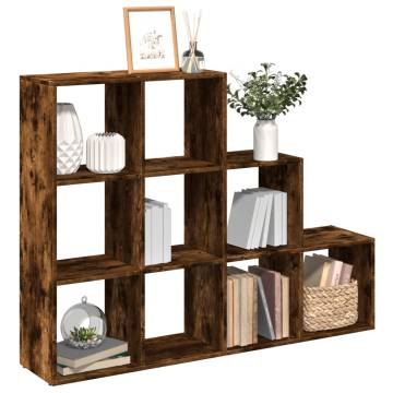  Room Divider Bookcase 3-Tier Smoked Oak 137.5x29x103.5 cm Engineered Wood