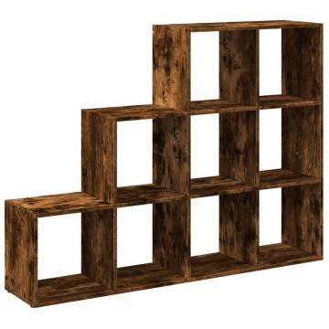  Room Divider Bookcase 3-Tier Smoked Oak 137.5x29x103.5 cm Engineered Wood