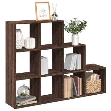  Room Divider Bookcase 3-Tier Brown Oak 137.5x29x103.5 cm Engineered Wood