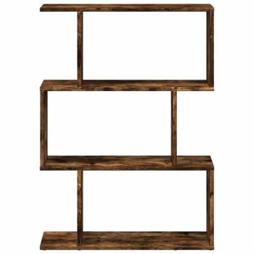  Room Divider Bookcase 3-Tier Smoked Oak 70x24x97 cm Engineered Wood