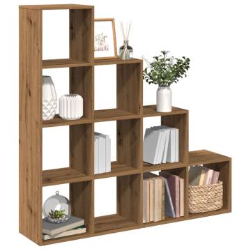  Room Divider Bookcase 4-Tier Artisan Oak 131.5x29x131.5 cm Engineered Wood